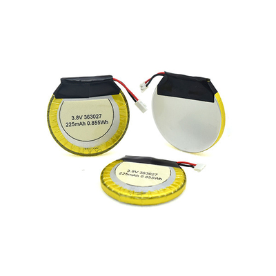 Batería de polímero de litio de 225 mAh y 3,8 V, batería redonda/LiPo para auriculares Bluetooth