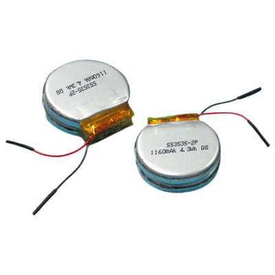 Batería médica de encargo 1160mAh LiPo Batería de polímero de litio de 3,7 V 1S2P