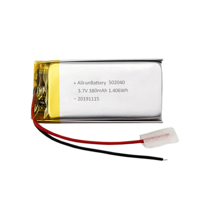 Batería LiPo delgada de 3,7 V y 380 mAh Batería recargable de iones de litio personalizada