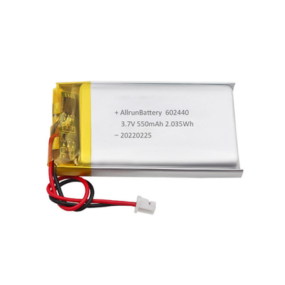 Batería LiPo recargable fina y potente personalizada 3,7 V 550mAh 602440