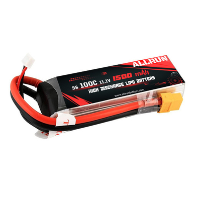 Paquete de batería LiPo recargable de alta descarga 100C 1500mAh 3S 11.1V