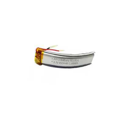 Potente batería de polímero de litio curvada 601456 3,7 V 450mAh LiPo batería
